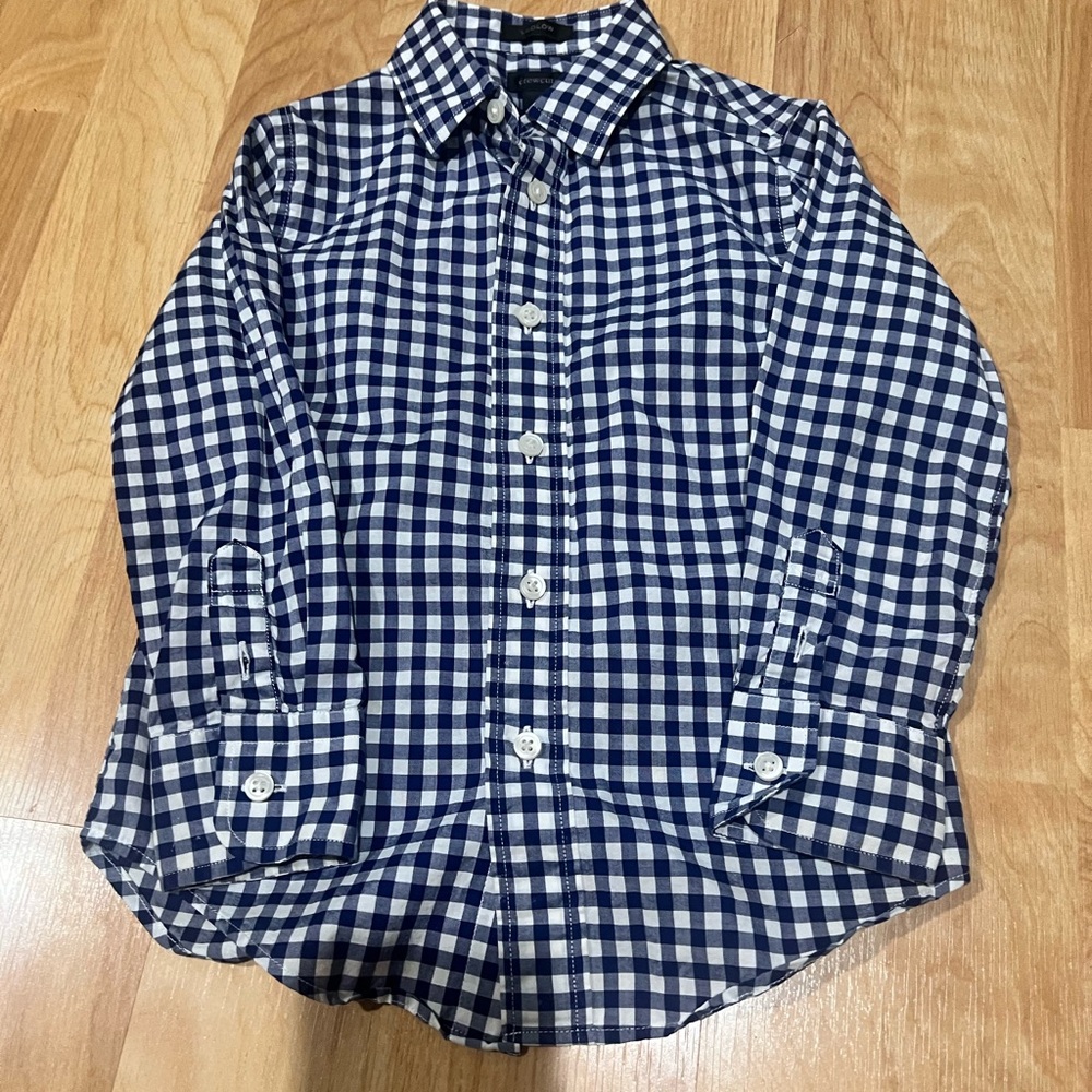 Crewcuts Toddler Boy Navy and White Gingham Button Up Shirt